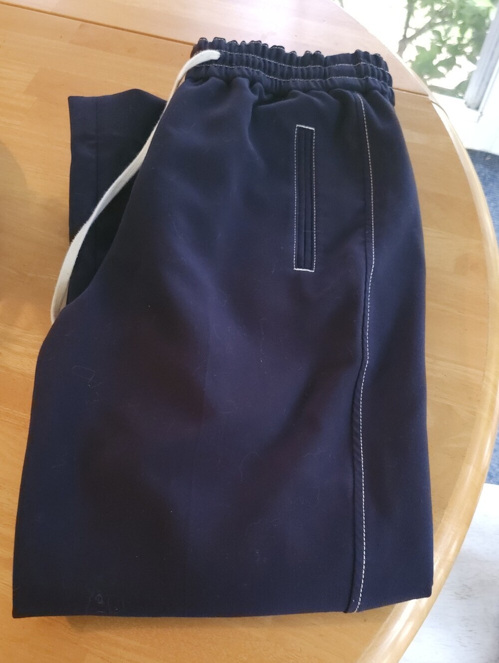 J. Crew Navy Blue Drawstring Elastic Waist Pants Size M Contrast Stitching Jogge